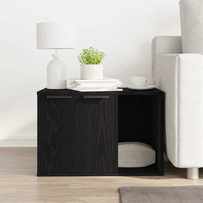 Kattenbakomheining Zwart Eiken 60x40x40 cm Bewerkt Hout
