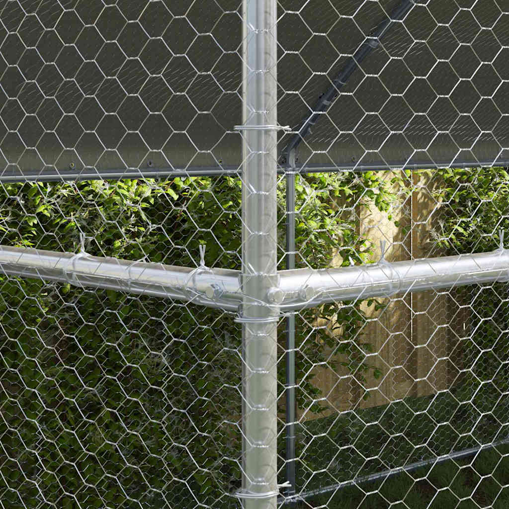 Kippenhok Zilver 400 x 200 x 198.5 cm Gegalvaniseerd staal
