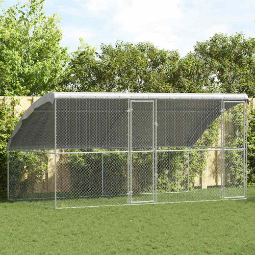 Kippenhok Zilver 400 x 200 x 198.5 cm Gegalvaniseerd staal