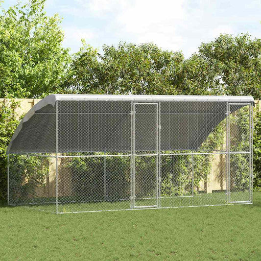 Kippenhok Zilver 400 x 200 x 198.5 cm Gegalvaniseerd staal