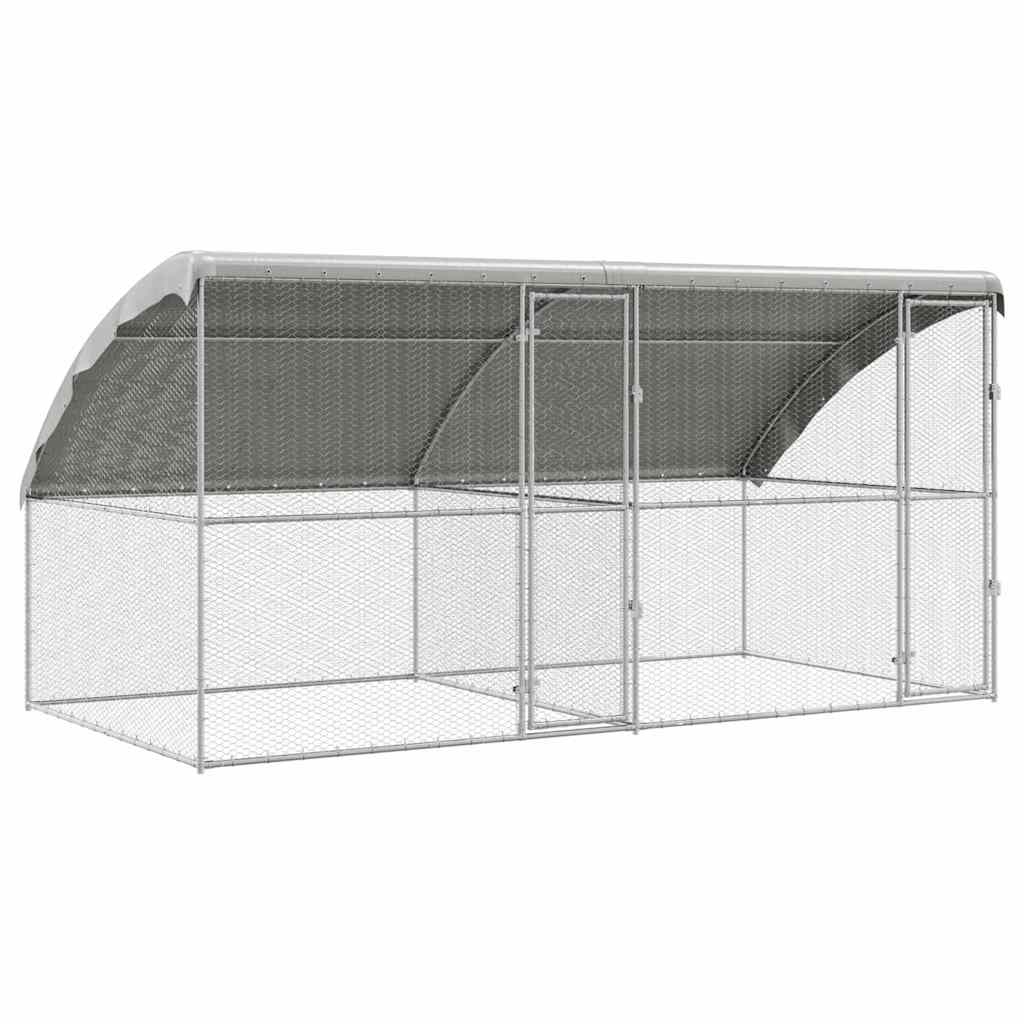 Kippenhok Zilver 400 x 200 x 198.5 cm Gegalvaniseerd staal