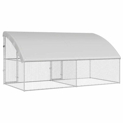 Kippenhok Zilver 400 x 200 x 198.5 cm Gegalvaniseerd staal