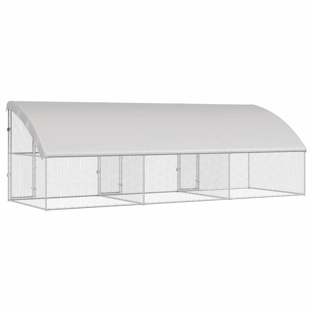 Kippenhok Zilver 600 x 200 x 198.5 cm Gegalvaniseerd staal