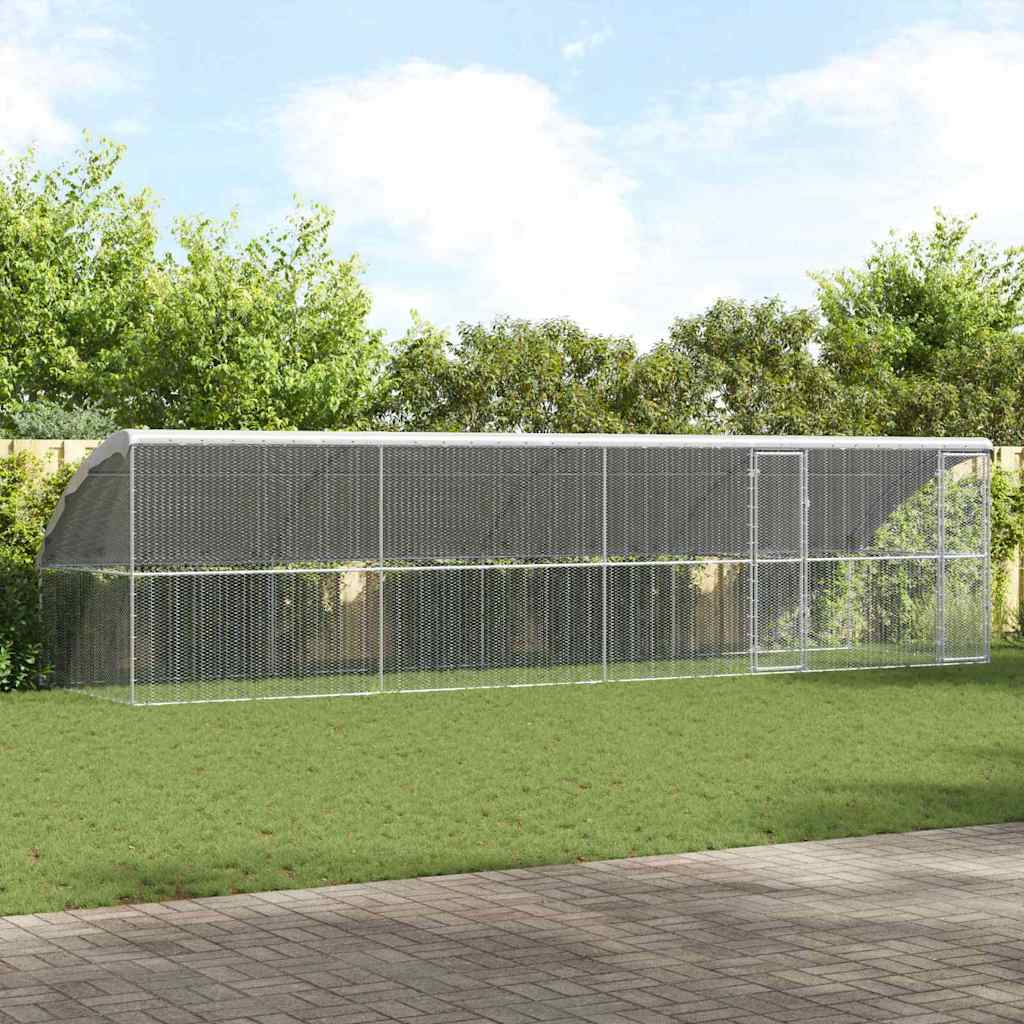 Kippenhok Zilver 800 x 200 x 198.5 cm Gegalvaniseerd staal