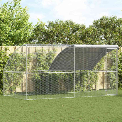 Kippenhok Zilver 400 x 200 x 198.5 cm Gegalvaniseerd staal