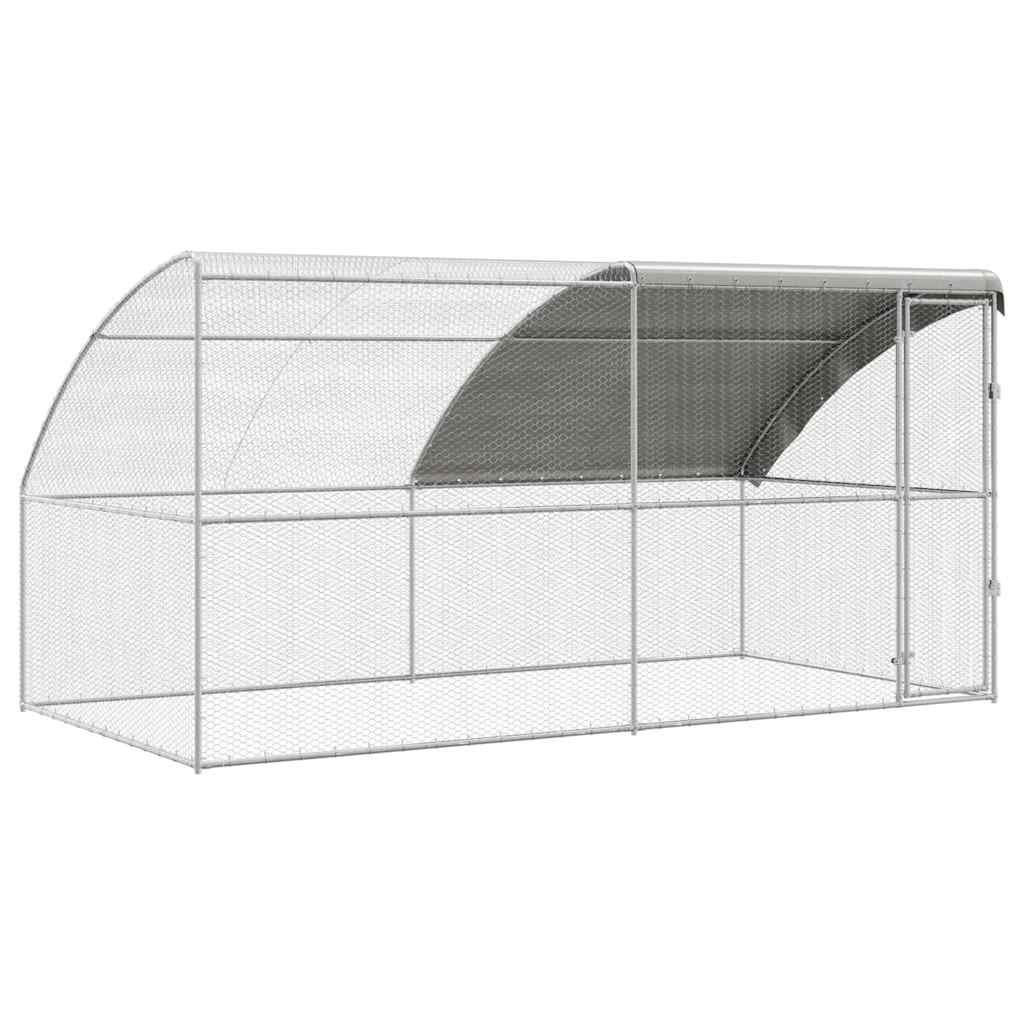 Kippenhok Zilver 400 x 200 x 198.5 cm Gegalvaniseerd staal