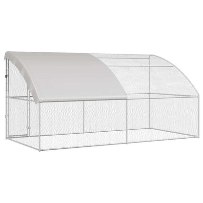 Kippenhok Zilver 400 x 200 x 198.5 cm Gegalvaniseerd staal