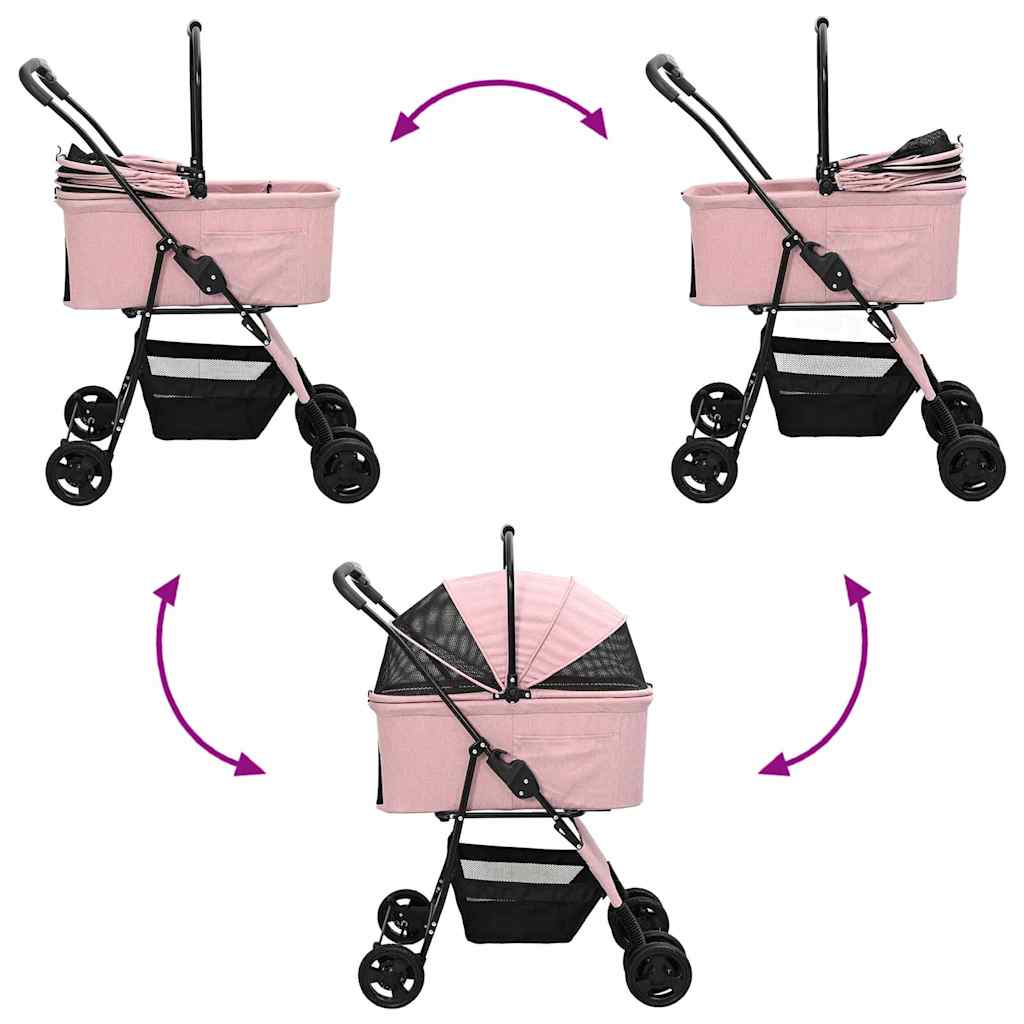 Opvouwbare Huisdierenwagen Verstelbaar Roze 81 x 47 x 99 cm