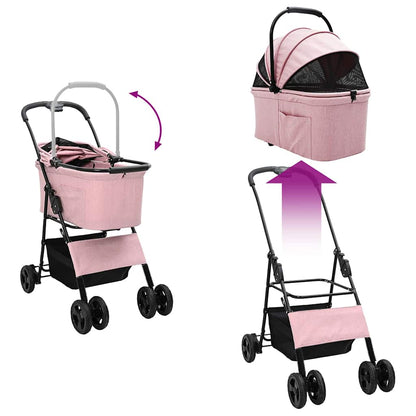 Opvouwbare Huisdierenwagen Verstelbaar Roze 81 x 47 x 99 cm