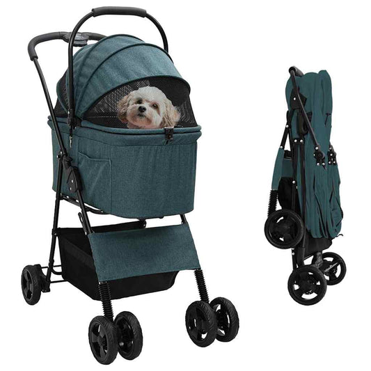 Opvouwbare Huisdierenwagen Verstelbaar Groen 81 x 47 x 99 cm