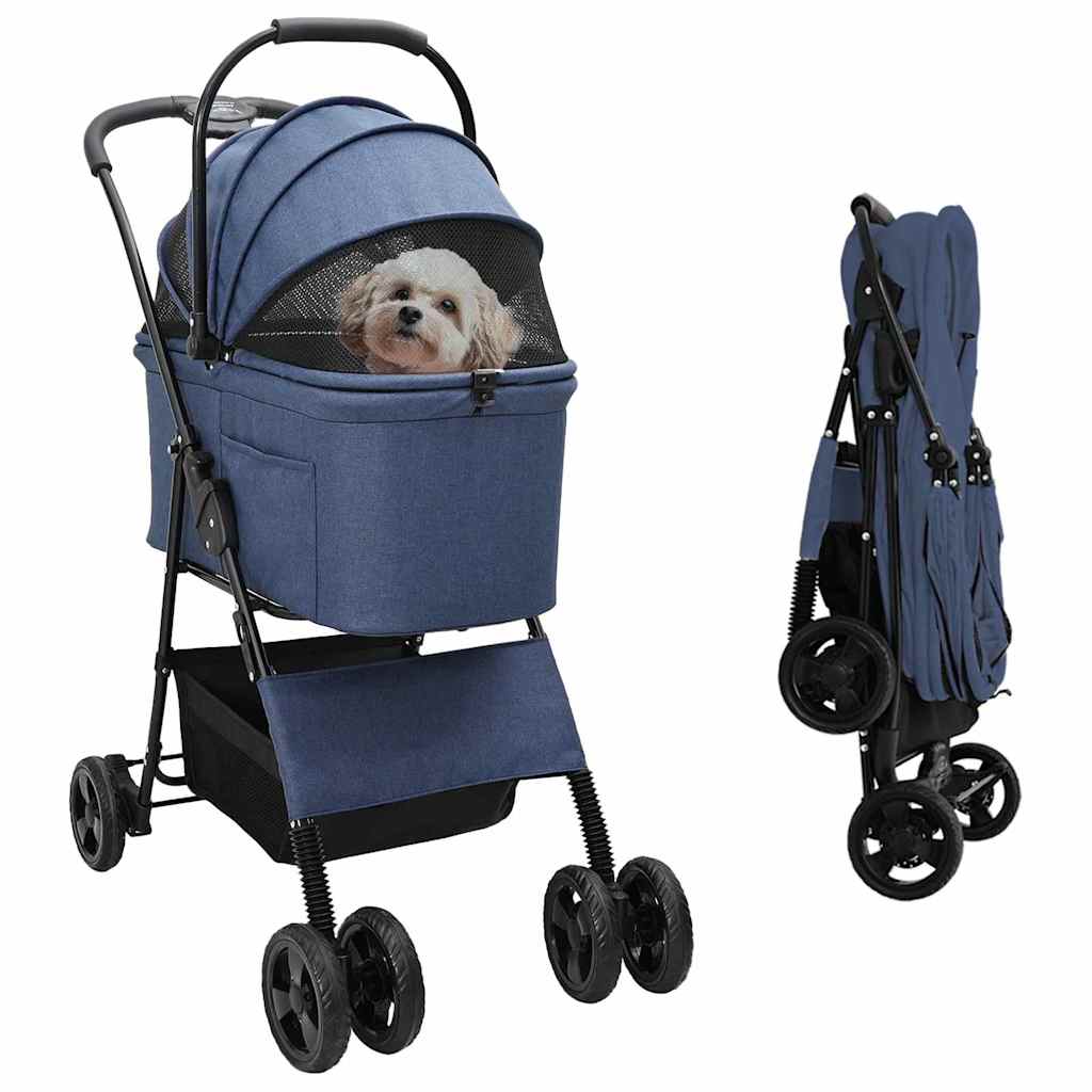 Opvouwbare Huisdierenwagen Verstelbaar Blauw 81 x 47 x 99 cm