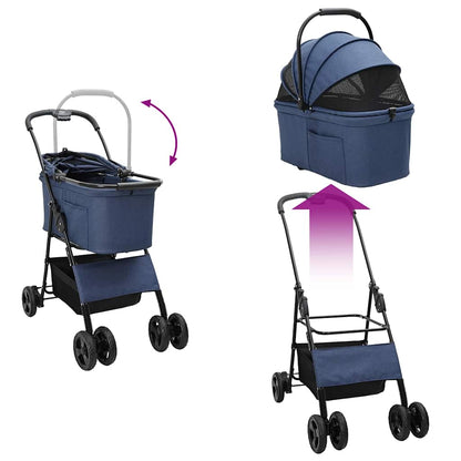 Opvouwbare Huisdierenwagen Verstelbaar Blauw 81 x 47 x 99 cm