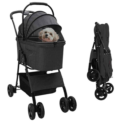 Opvouwbare Huisdierenwagen Verstelbaar Zwart 81 x 47 x 99 cm