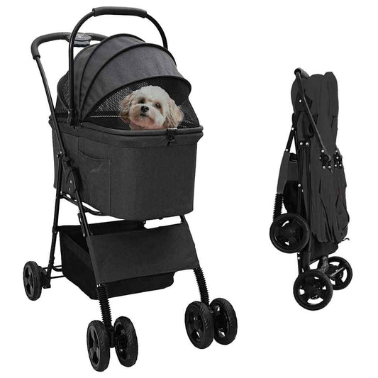 Opvouwbare Huisdierenwagen Verstelbaar Zwart 81 x 47 x 99 cm