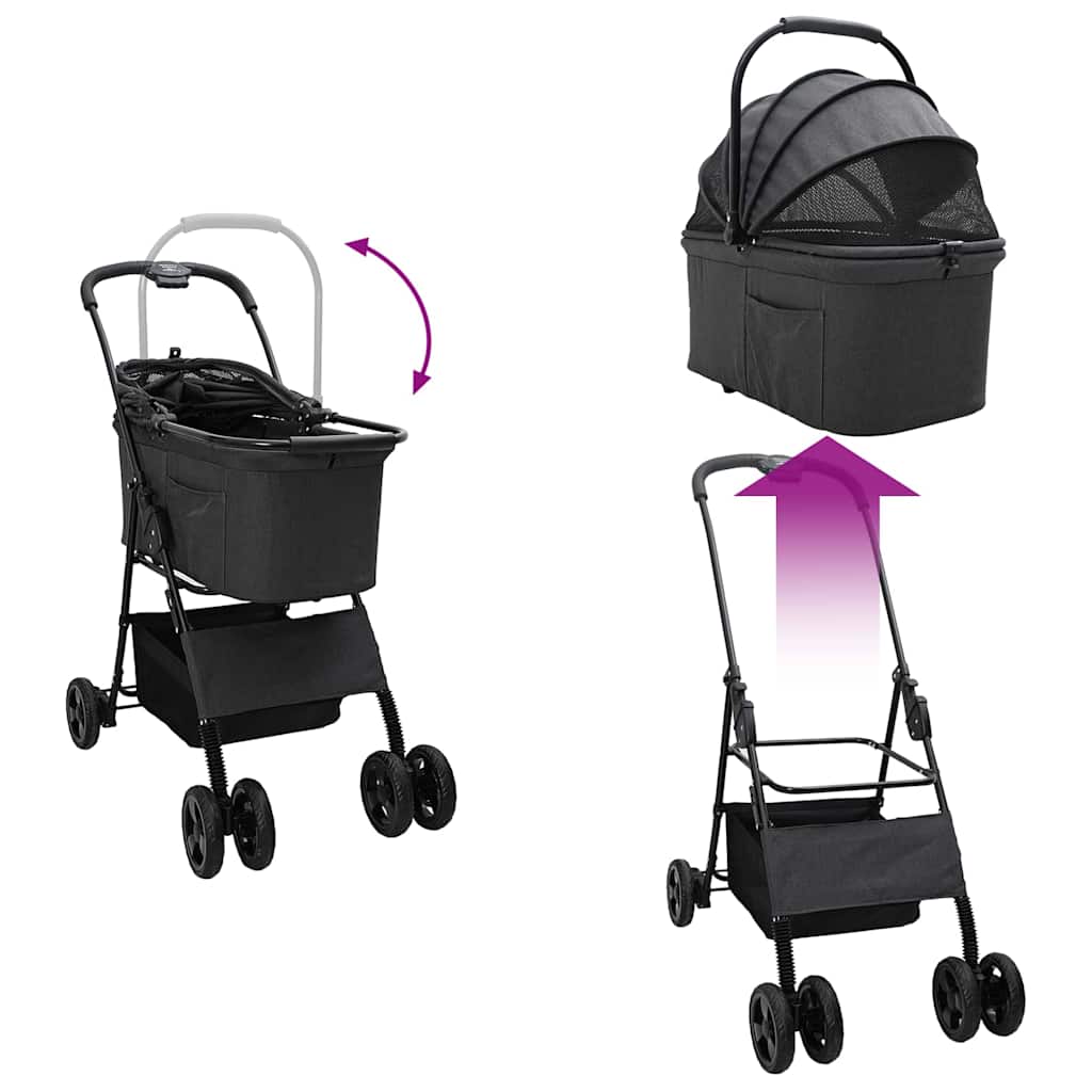 Opvouwbare Huisdierenwagen Verstelbaar Zwart 81 x 47 x 99 cm