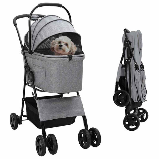Opvouwbare Huisdierenwagen Verstelbaar Grijs 81 x 47 x 99 cm