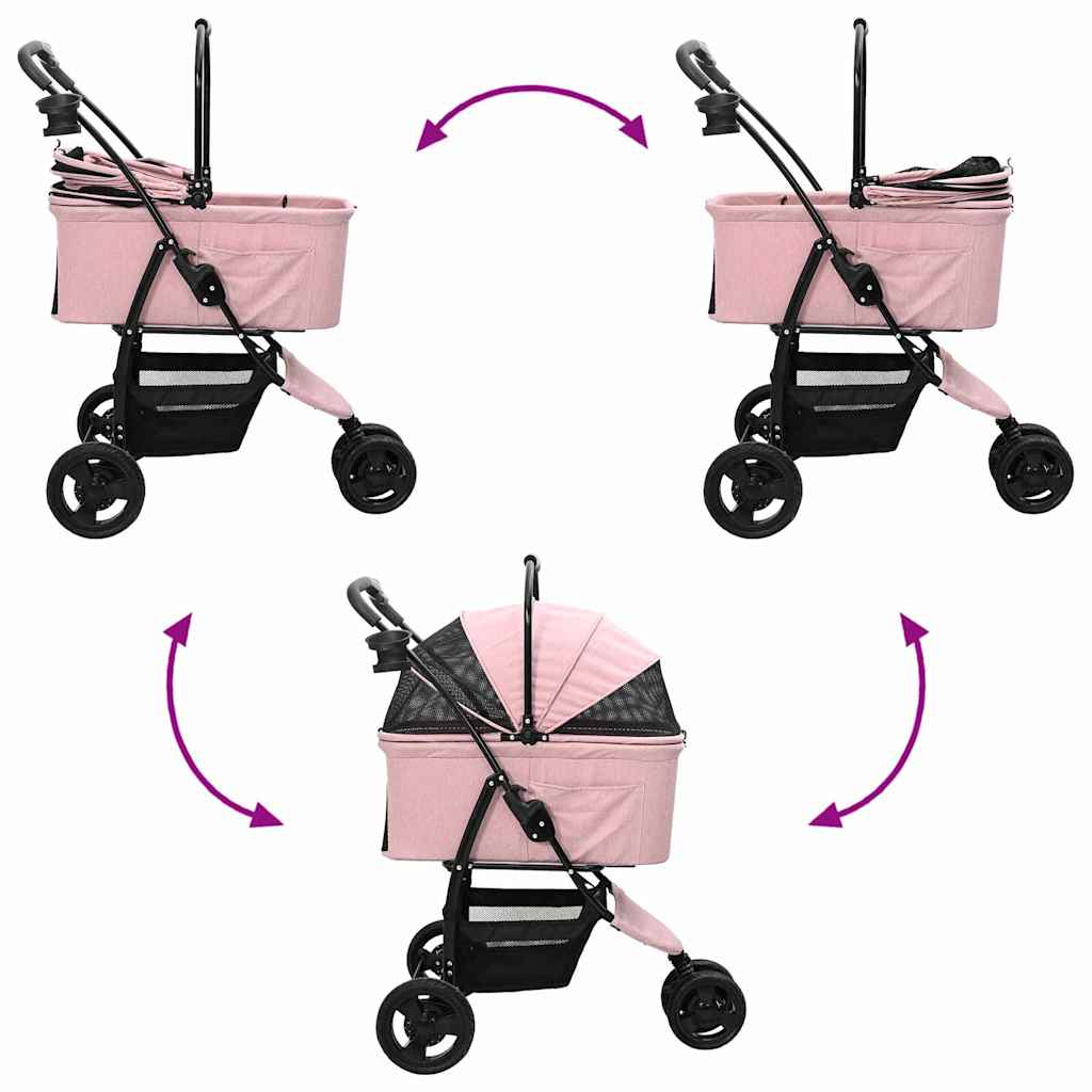 Opvouwbare Huisdierenwagen Verstelbaar Roze 78 x 54 x 101 cm