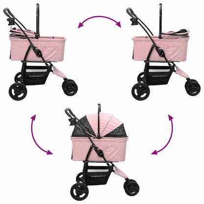 Opvouwbare Huisdierenwagen Verstelbaar Roze 78 x 54 x 101 cm