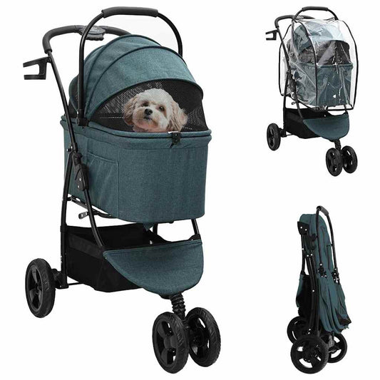 Opvouwbare Huisdierenwagen Verstelbaar Groen 78 x 54 x 101 cm