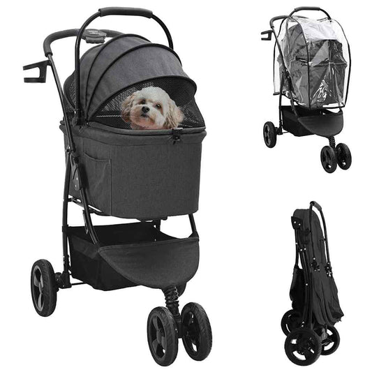 Opvouwbare Huisdierenwagen Verstelbaar Zwart 78 x 54 x 101 cm