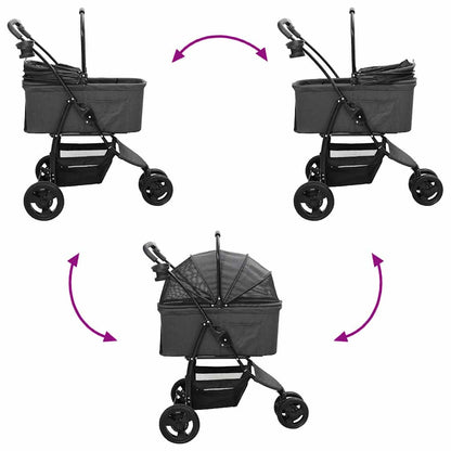 Opvouwbare Huisdierenwagen Verstelbaar Zwart 78 x 54 x 101 cm
