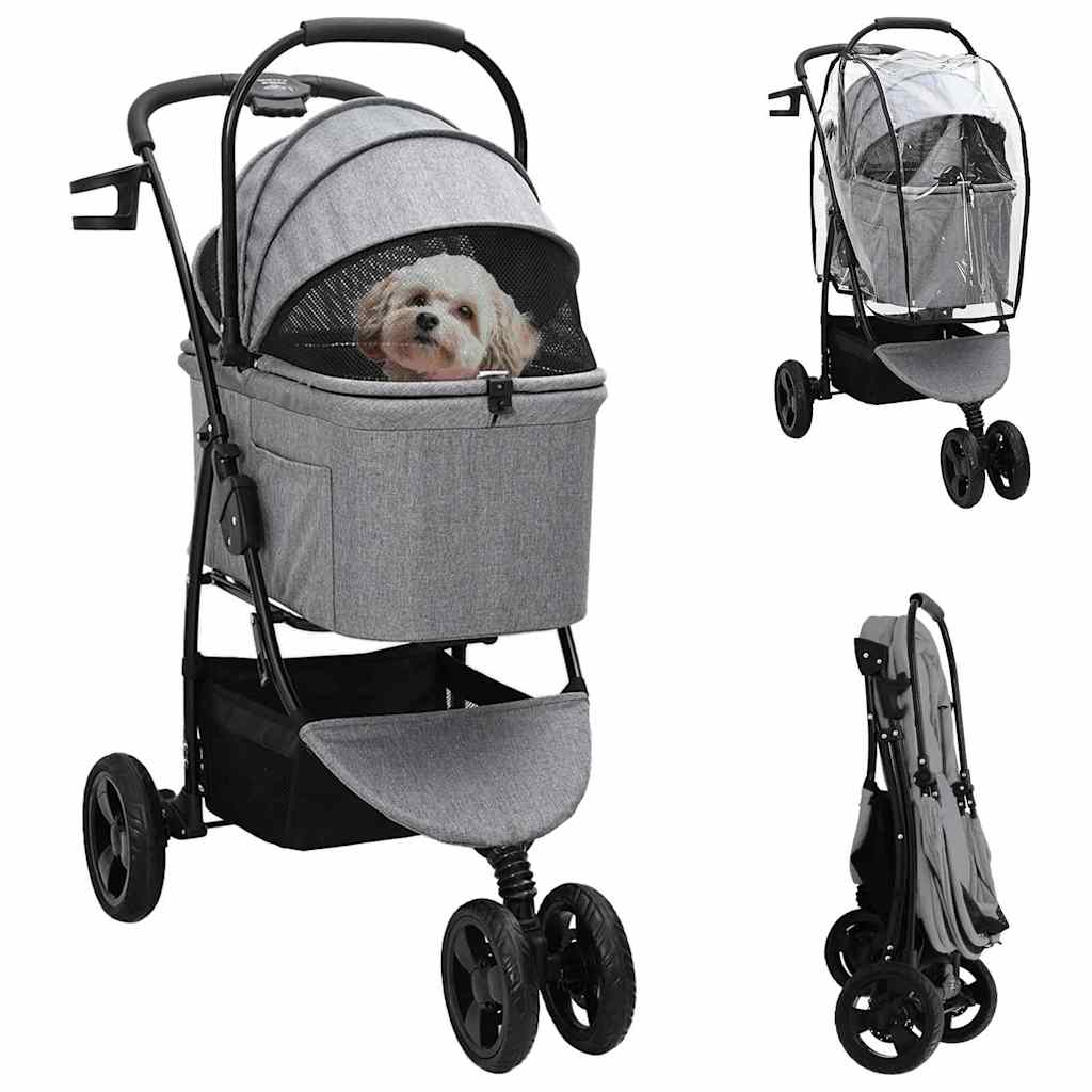Opvouwbare Huisdierenwagen Verstelbaar Grijs 78 x 54 x 101 cm