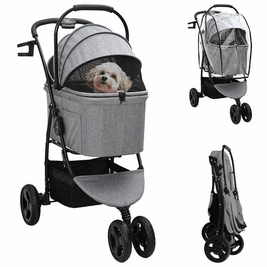 Opvouwbare Huisdierenwagen Verstelbaar Grijs 78 x 54 x 101 cm