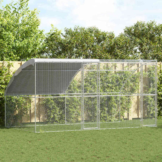 Kippenhok Zilver 400 x 200 x 198.5 cm Gegalvaniseerd staal