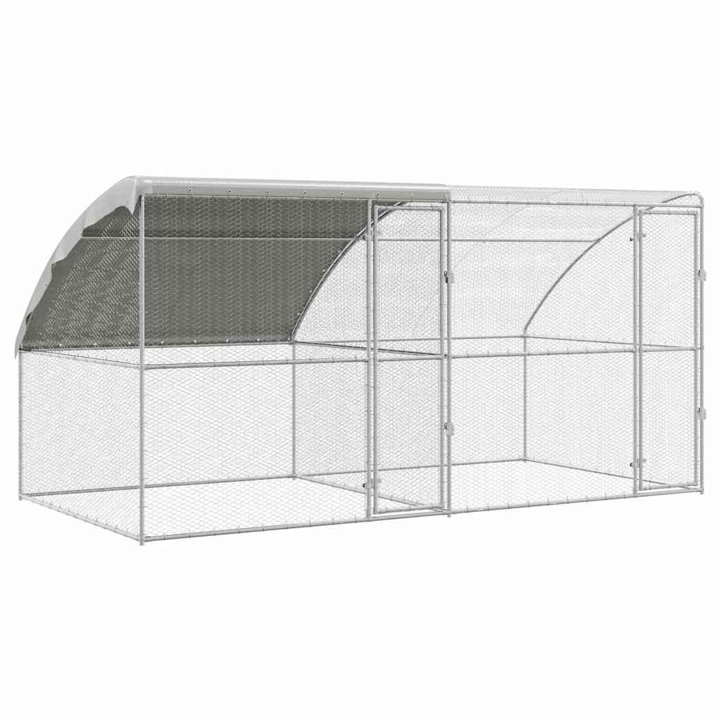 Kippenhok Zilver 400 x 200 x 198.5 cm Gegalvaniseerd staal