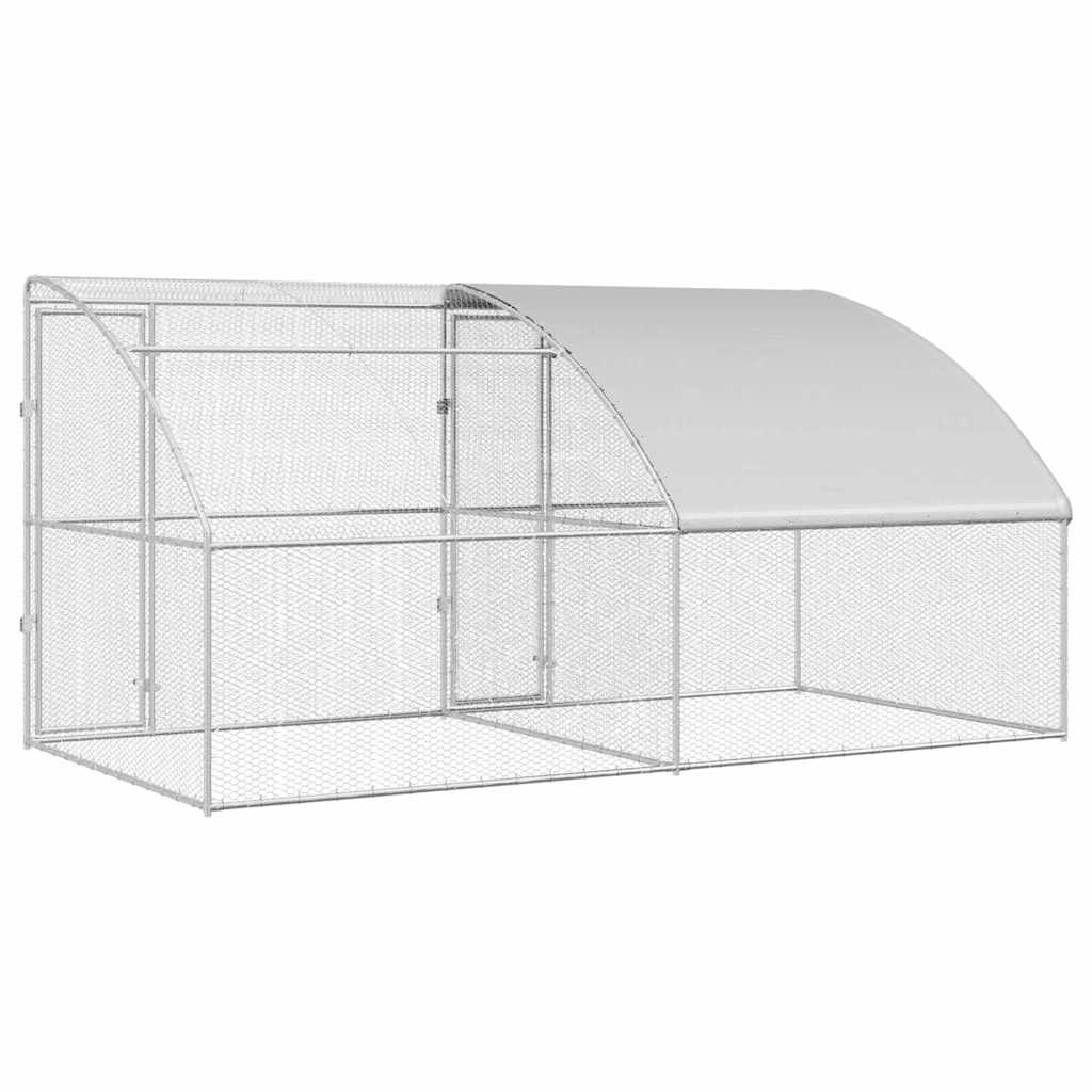 Kippenhok Zilver 400 x 200 x 198.5 cm Gegalvaniseerd staal