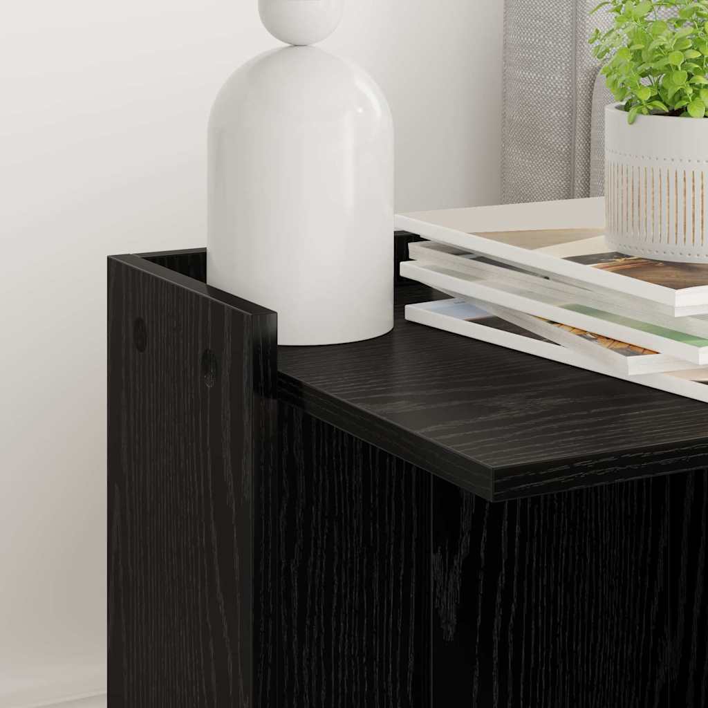 Kattenbak Omheining Zwart Eiken 42 x 42 x 51 cm Bewerkt hout