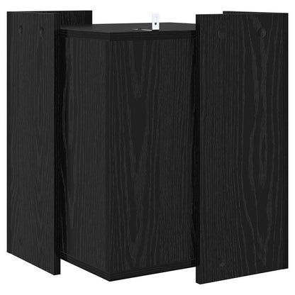 Kattenbak Omheining Zwart Eiken 42 x 42 x 51 cm Bewerkt hout